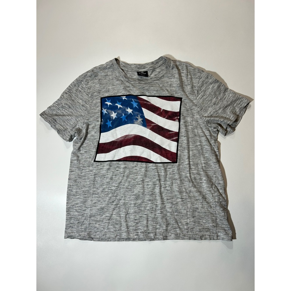 Revolution T-Shirt Mens Medium Grey Good American Flag Graphic Space Dye Tee